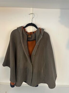 Pendleton Hooded Cape Coat in Olive and Rust